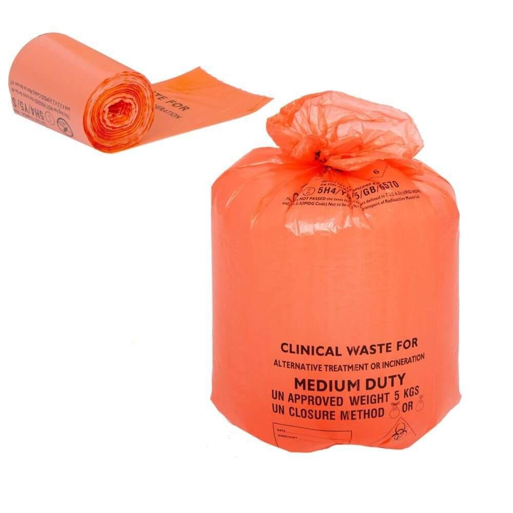 50 30 Litre/5 kg Clinical Waste bags – Medium Duty Orange 