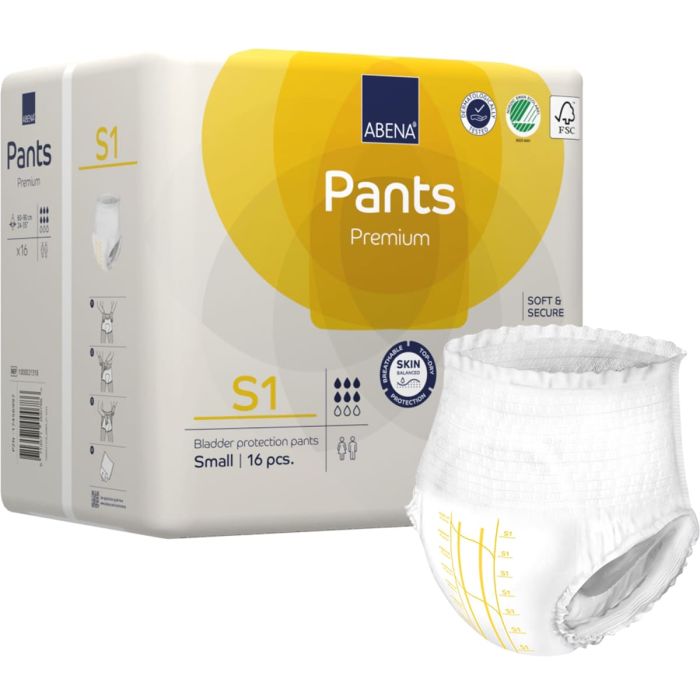 Abena Pants Premium S1 Small (1400ml) 16 Pack - pack combi