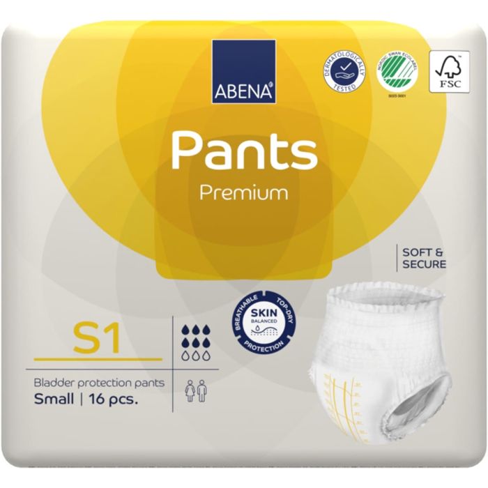 Abena Pants Premium S1 Small (1400ml) 16 Pack - front pack