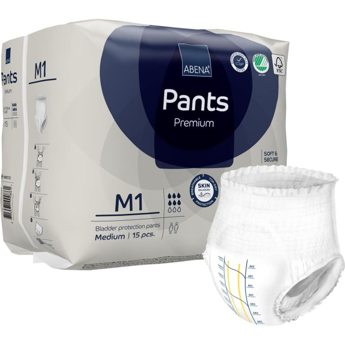 Abena Pants Premium M1 Medium (1400ml) 15 Pack - pack combi
