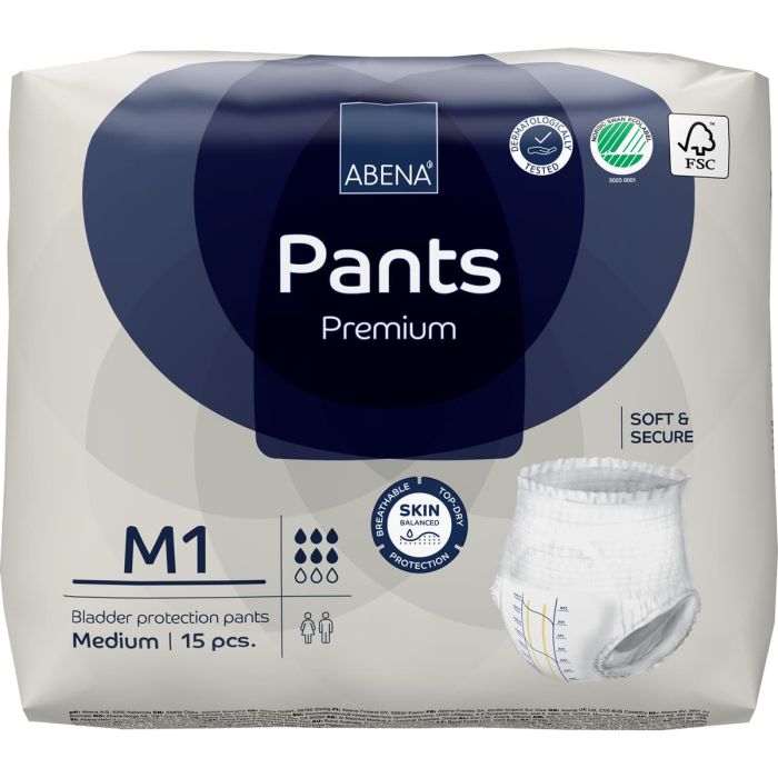 Abena Pants Premium M1 Medium (1400ml) 15 Pack - pack front