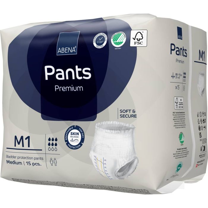 Abena Pants Premium M1 Medium (1400ml) 15 Pack - pack left