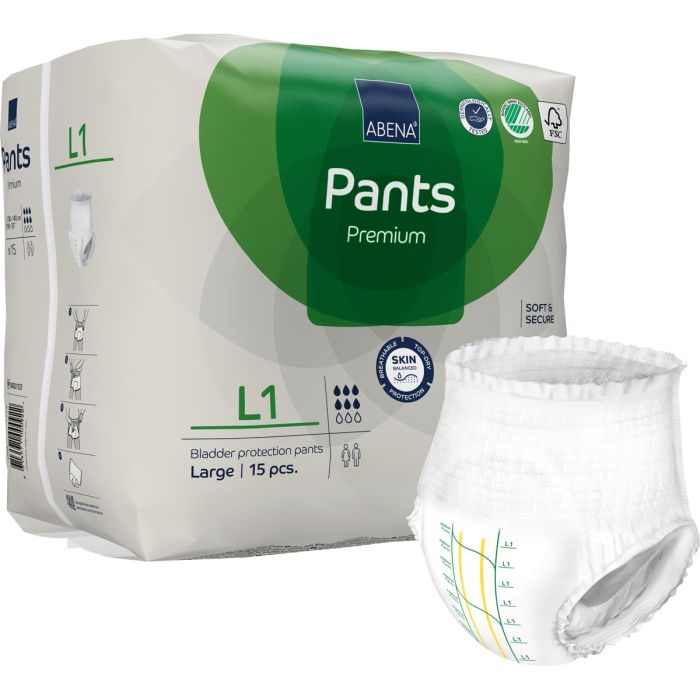 Multipack 6x Abena Pants Premium L1 Large (1400ml) 15 Pack - pack combi