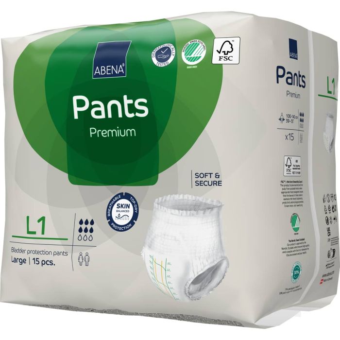 Abena Pants Premium L1 Large (1400ml) 15 Pack - pack left