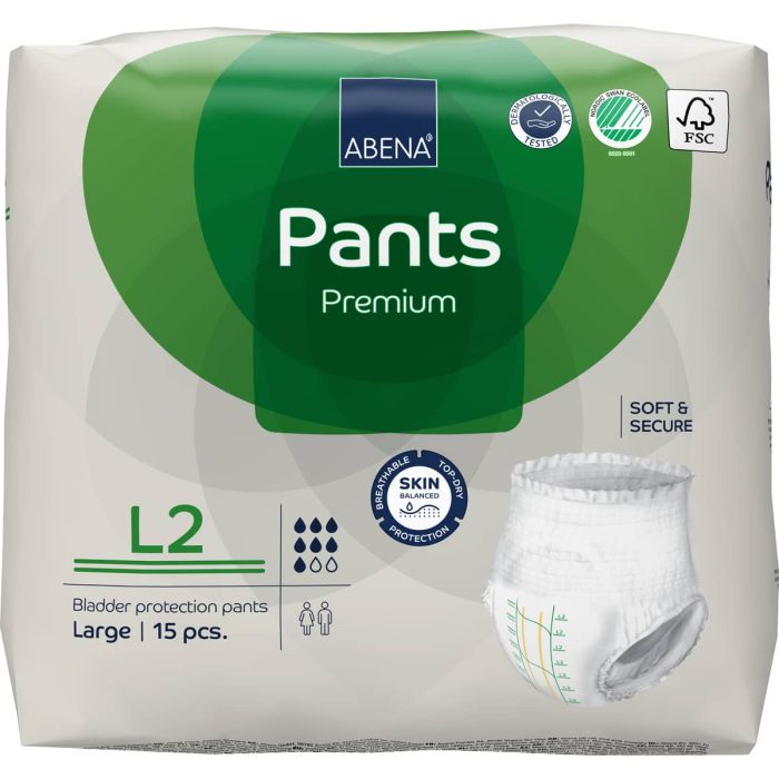Abena Pants Premium L2 Large (1900ml) 15 Pack - front pack