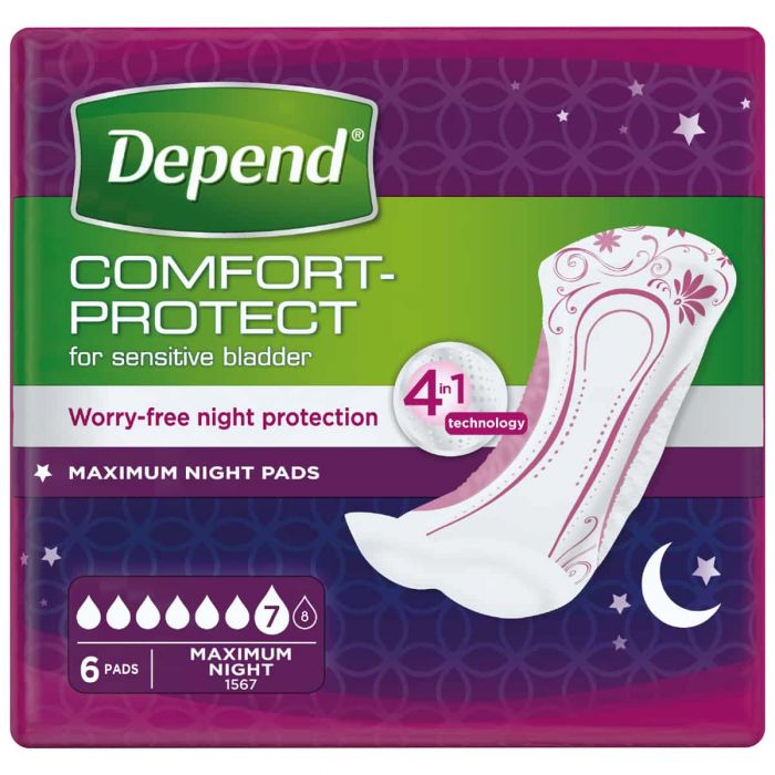 Depend Pads Maximum/Overnight (952ml) 6 Pack - pack 1
