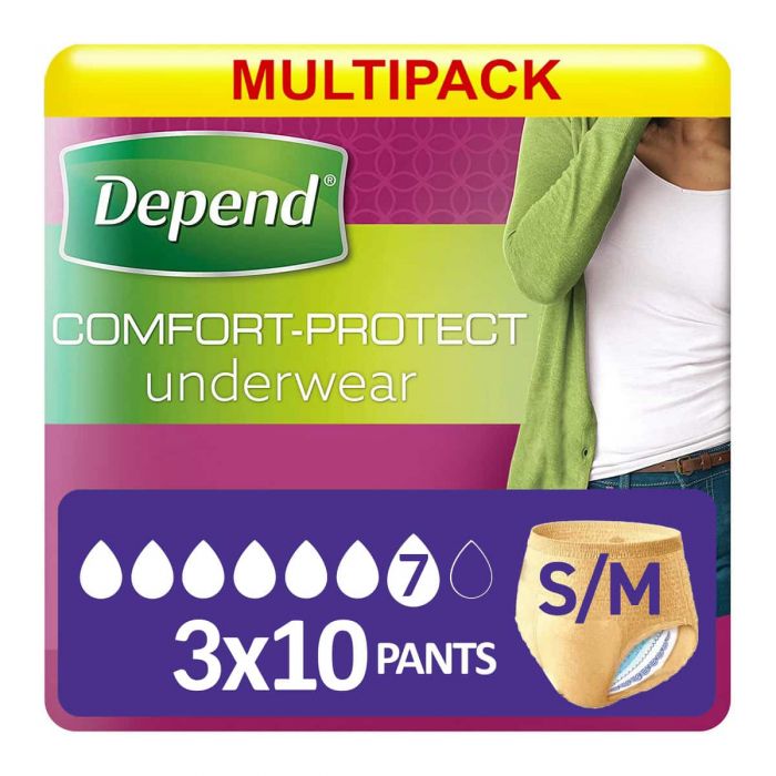 Multipack 3x Depend Comfort-Protect Pants for Women Small/Medium (1360ml) 10 Pack