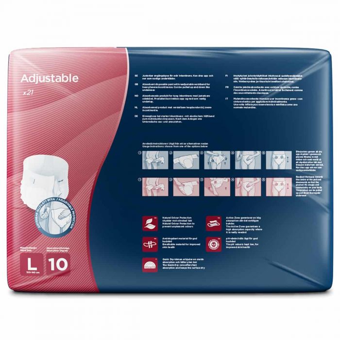 Multipack 4x Attends Adjustable 10 Large (3896ml) 21 Pack