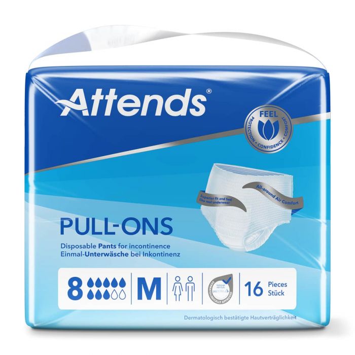 Multipack 4x Attends Pull-Ons 8 Medium (1880ml) 16 Pack