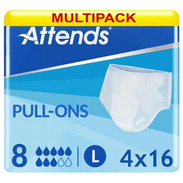 Multipack 4x Attends Pull-Ons 8 Large (1957ml) 16 Pack