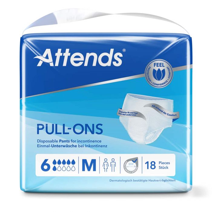 Multipack 4x Attends Pull-Ons 6 Medium (1391ml) 18 Pack