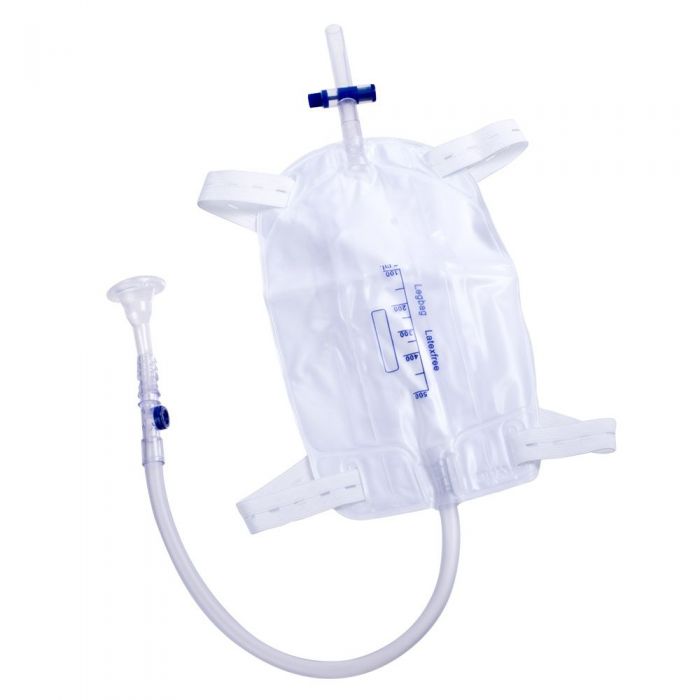 Urinary Sheath Condom Catheter Leg Bag - 500ml with Urinary Sheath Condom Catheter