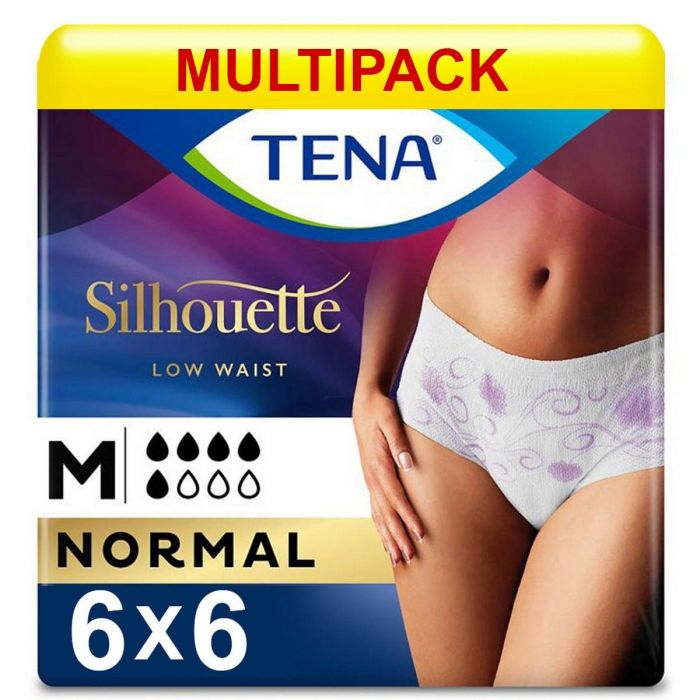 Multipack 6x TENA Silhouette Normal Low Waist Blanc Medium (750ml) 6 Pack