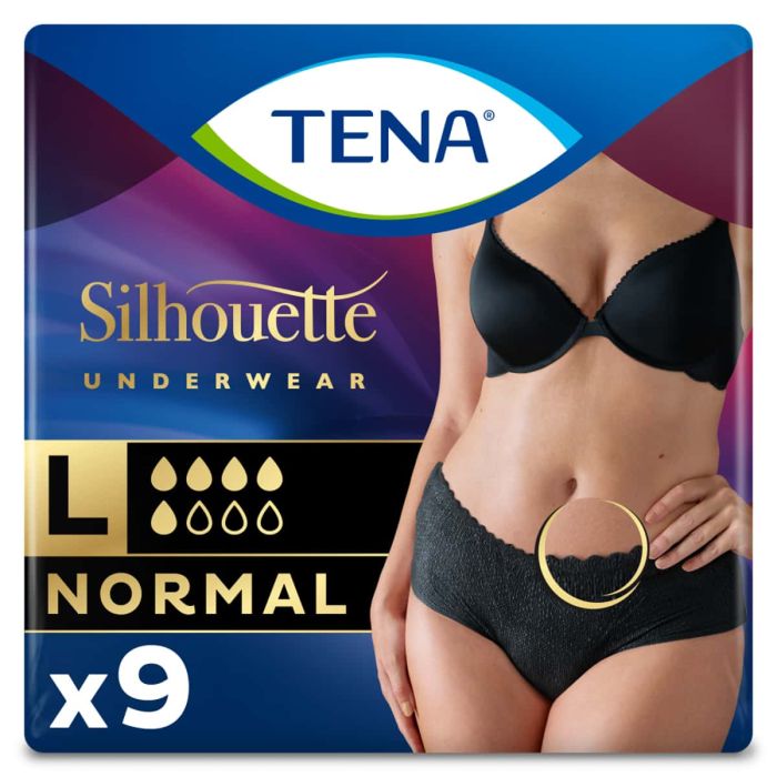 TENA Silhouette Normal Noir Low Waist Pants Large (750ml) 9 Pack - mobile
