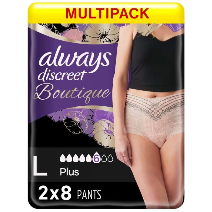 Multipack 2x Always Discreet Boutique Pants Plus Beige Large 8 Pack