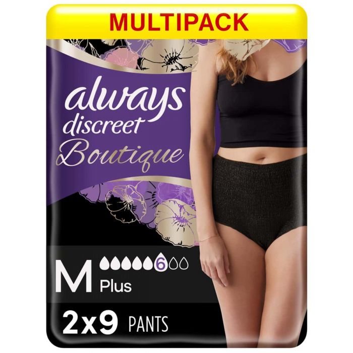Multipack 2x Always Discreet Boutique Black Underwear Medium - 9 Pack