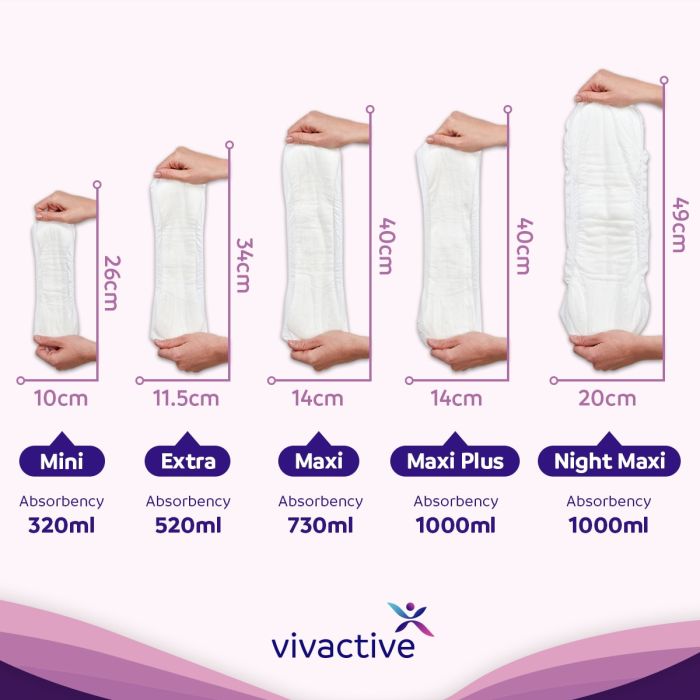 Vivactive Lady Discreet Maxi Plus Pads (1000ml) 14 Pack - range