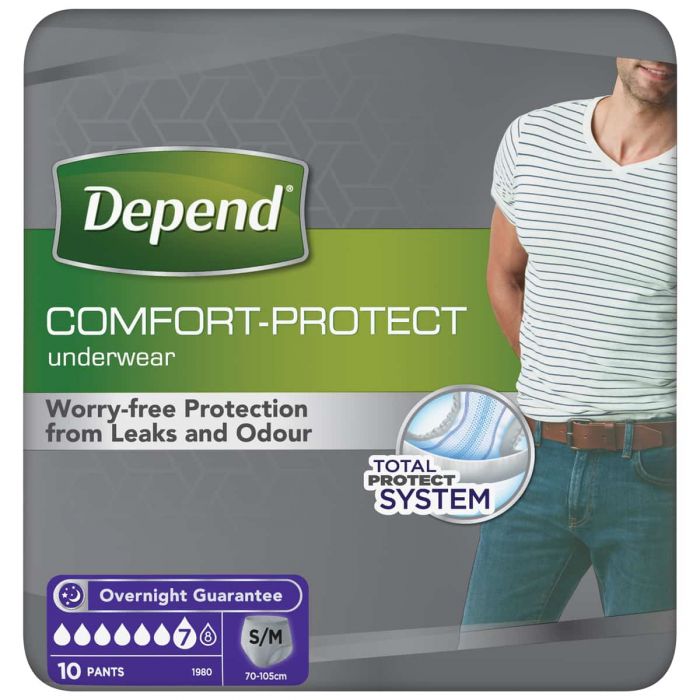 Depend Comfort-Protect for Men Small/Medium (1360ml) 10 Pack -  front
