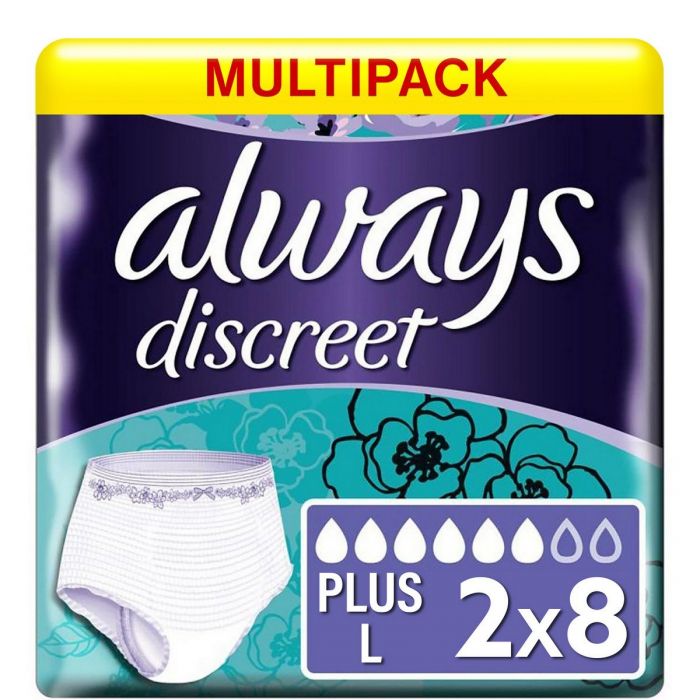 Multipack 2x Always Discreet Pants Plus Large 8 Pack