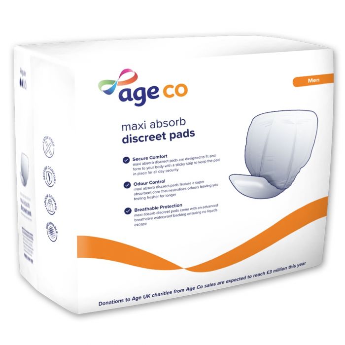 Age Co Men&apos;s Maxi Absorb Discreet Pads (650ml) 14 Pack - back of pack
