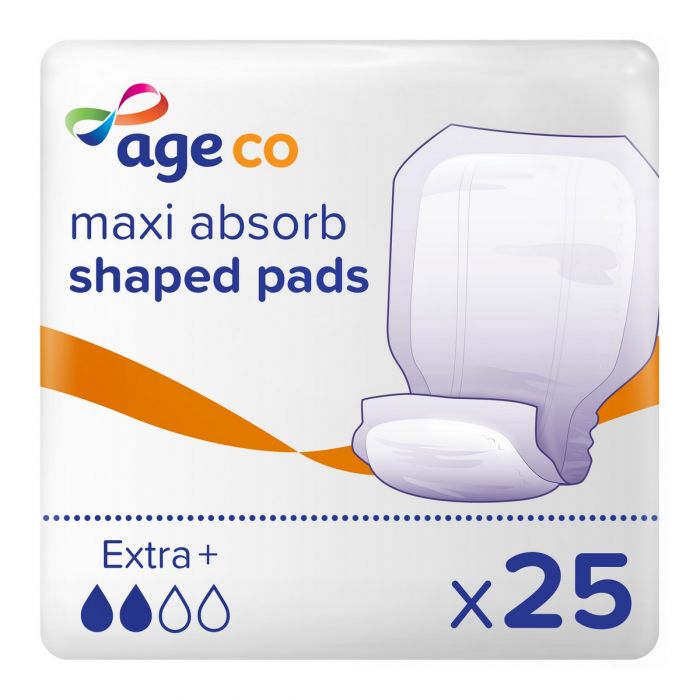 Age Co Maxi Absorb Shaped Pads Extra+ (2220ml) 25 Pack - mobile