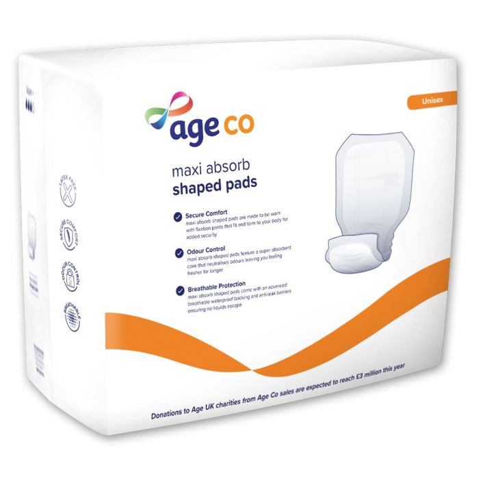 Age Co Maxi Absorb Shaped Pads Super+ (2920ml) 20 Pack - Back of pack