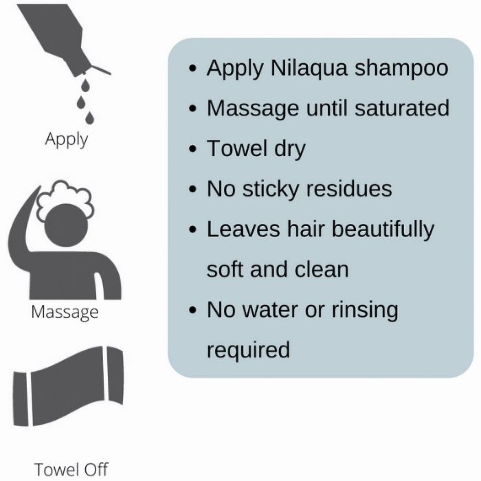Nilaqua Towel-Off Shampoo 500ml - usage guide