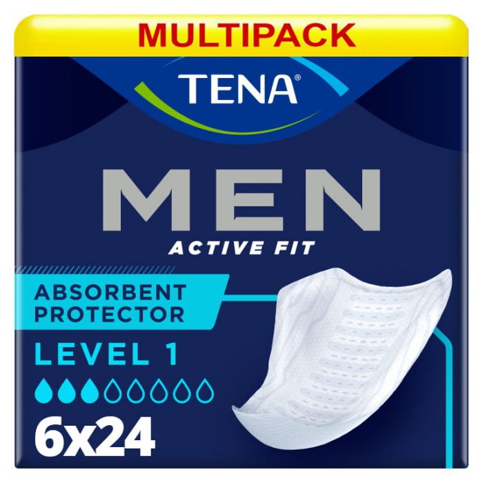 Multipack 6x TENA Men Active Fit Absorbent Protector Level 1 (200ml) 24 Pack