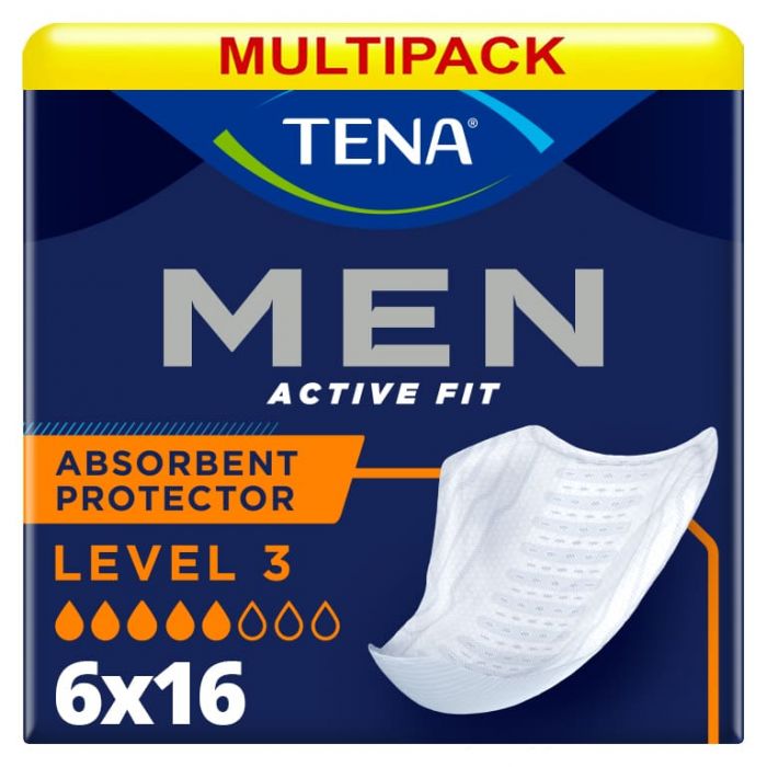 Multipack 6x TENA Men Active Fit Absorbent Protector Level 3 (710ml) 16 Pack - mobile