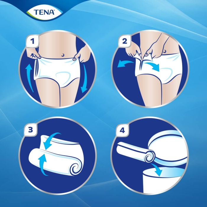 TENA Pants Plus Classic Large (1300ml) 10 Pack - disposal guide