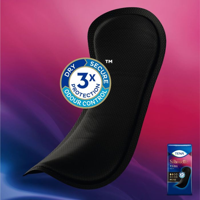 TENA Silhouette Noir Mini Pad (170ml) 18 Pack - triple protect