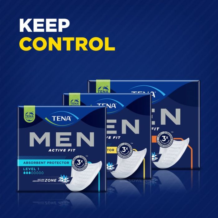 TENA Men Active Fit Absorbent Protector Level 3 (710ml) 16 Pack - range
