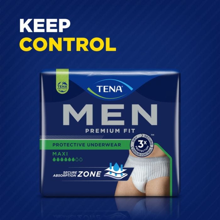 TENA Men Premium Fit Protective Underwear Maxi Large/XL (1350ml) 8 Pack