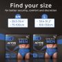 Vivactive Men Active Fit Underwear Small/Medium (1700ml) 9 Pack - sizing
