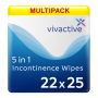 Multipack 22x Vivactive 5 in 1 Incontinence Wipes - 25 Pack