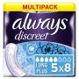 Multipack 5x Always Discreet Pads Long Plus (903ml) 8 Pack