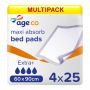 Multipack 4x Age Co Maxi Absorb Disposable Bed Pads 60x90cm (2090ml) 25 Pack