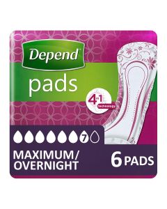 Depend Pads Maximum/Overnight (952ml) 6 Pack - mobile