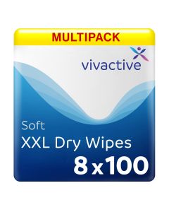Multipack 8x Vivactive Soft XXL Dry Wipes - 100 Pack - Mobile