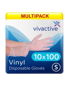Multipack 10x Vivactive Vinyl Gloves Small 100 Pack