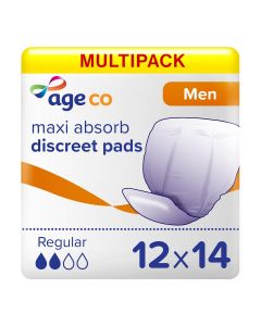Multipack 12x Age Co Men&#039;s Maxi Absorb Discreet Pads (650ml) 14 Pack