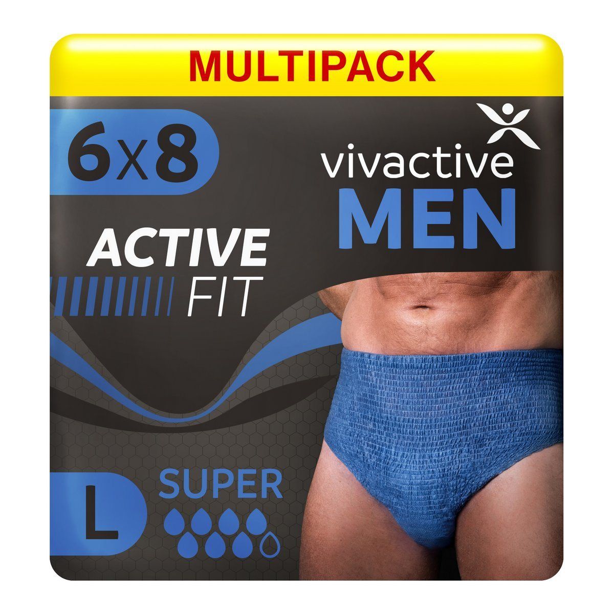 Multipack 6x Vivactive Men Active Fit Underwear Large 1700ml