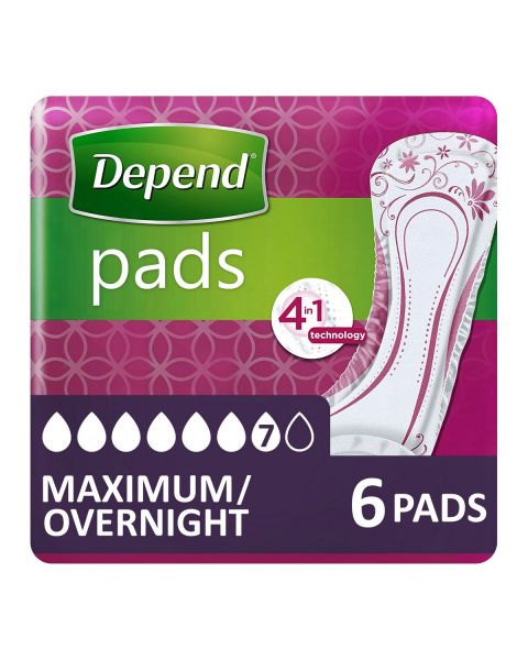 Depend Pads Maximum/Overnight (952ml) 6 Pack