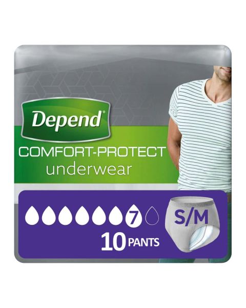 Depend Comfort-Protect Pants for Men Small/Medium (1360ml) 10 Pack