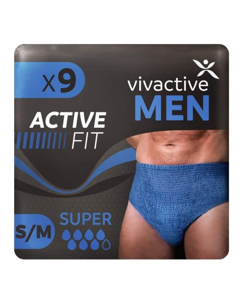 Vivactive Men Active Fit Underwear Small/Medium (1700ml) 9 Pack