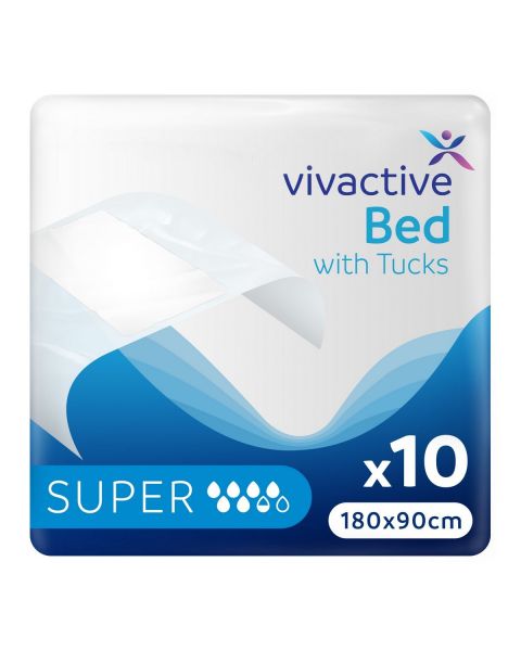Vivactive Bed Pads with Tucks 180x90cm (1650ml) 10 Pack