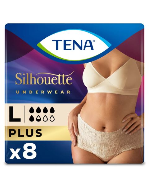 TENA Silhouette Plus Creme High Waist Pants Large (1010ml) 8 Pack