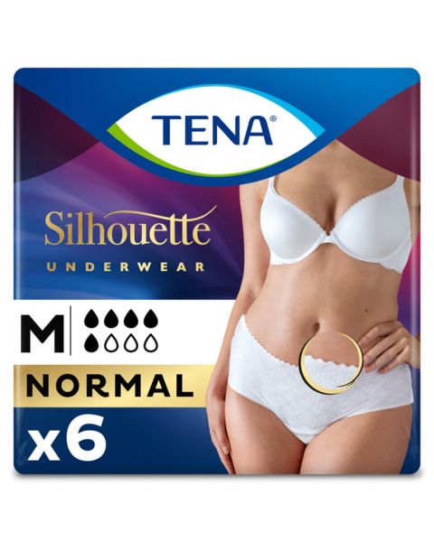 TENA Silhouette Normal Blanc Low Waist Pants Medium (750ml) 6 Pack