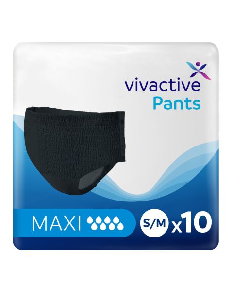 Vivactive Pants Maxi Black Small/Medium (2200ml) 10 Pack
