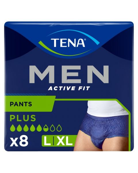 TENA Men Active Fit Pants Plus Blue Large/XL (1010ml) 8 Pack